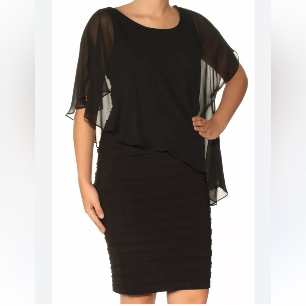 Adrianna Papell Black Tiered Bolero Dress Size 12